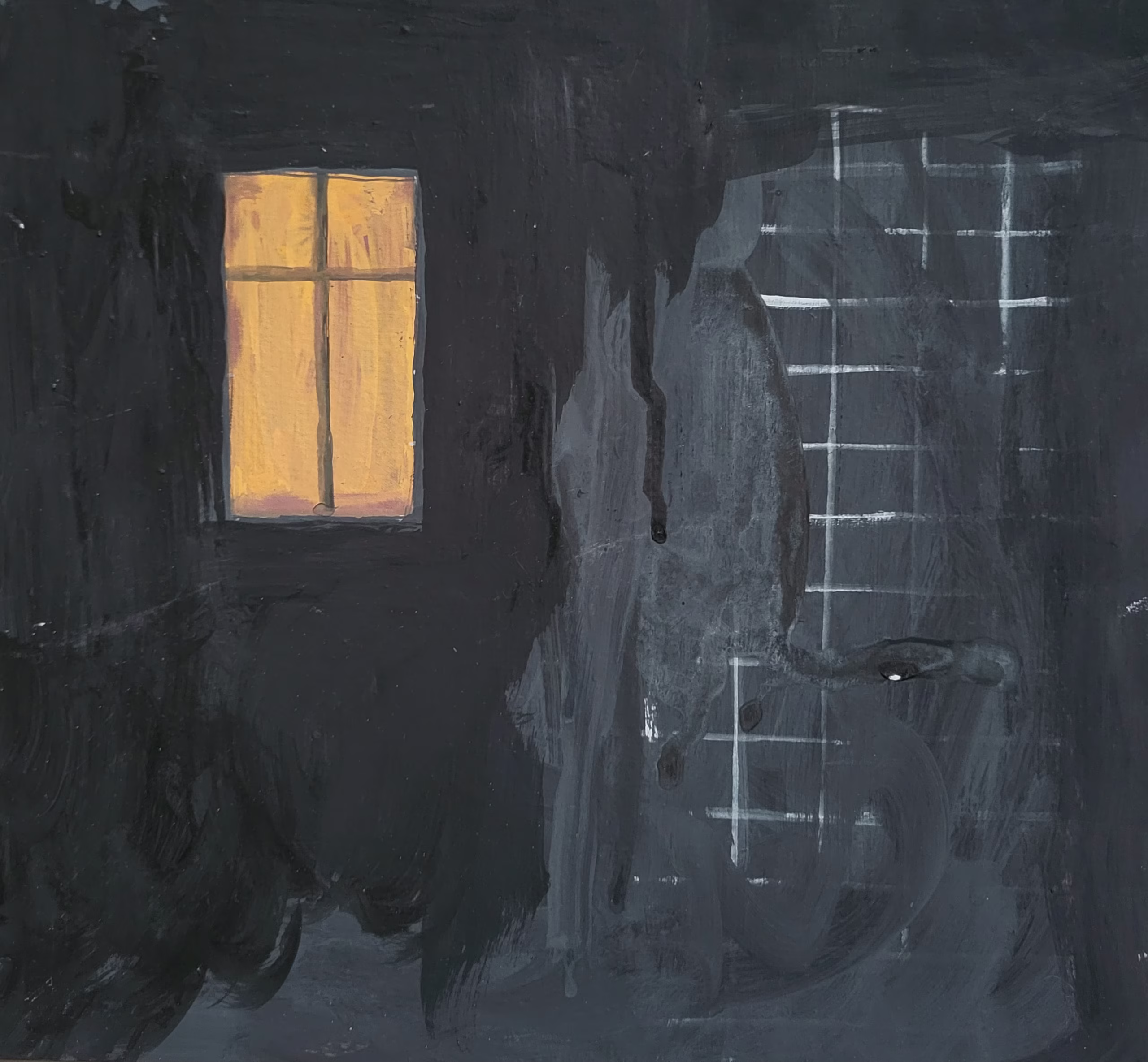 Outside 22x24 cm, gwasz na papierze, 2023
